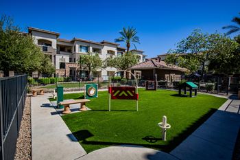 Centennial at 5th apartments dog park with agility training equipment